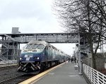 Sounder Train # 1509, with an MP36 unit on the point, arrives into the Kent Station heading to Tacoma Dome Station